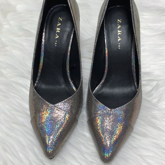 Zara Rainbow Metallic Pointy Toe Pumps 36 - Picture 4 of 8
